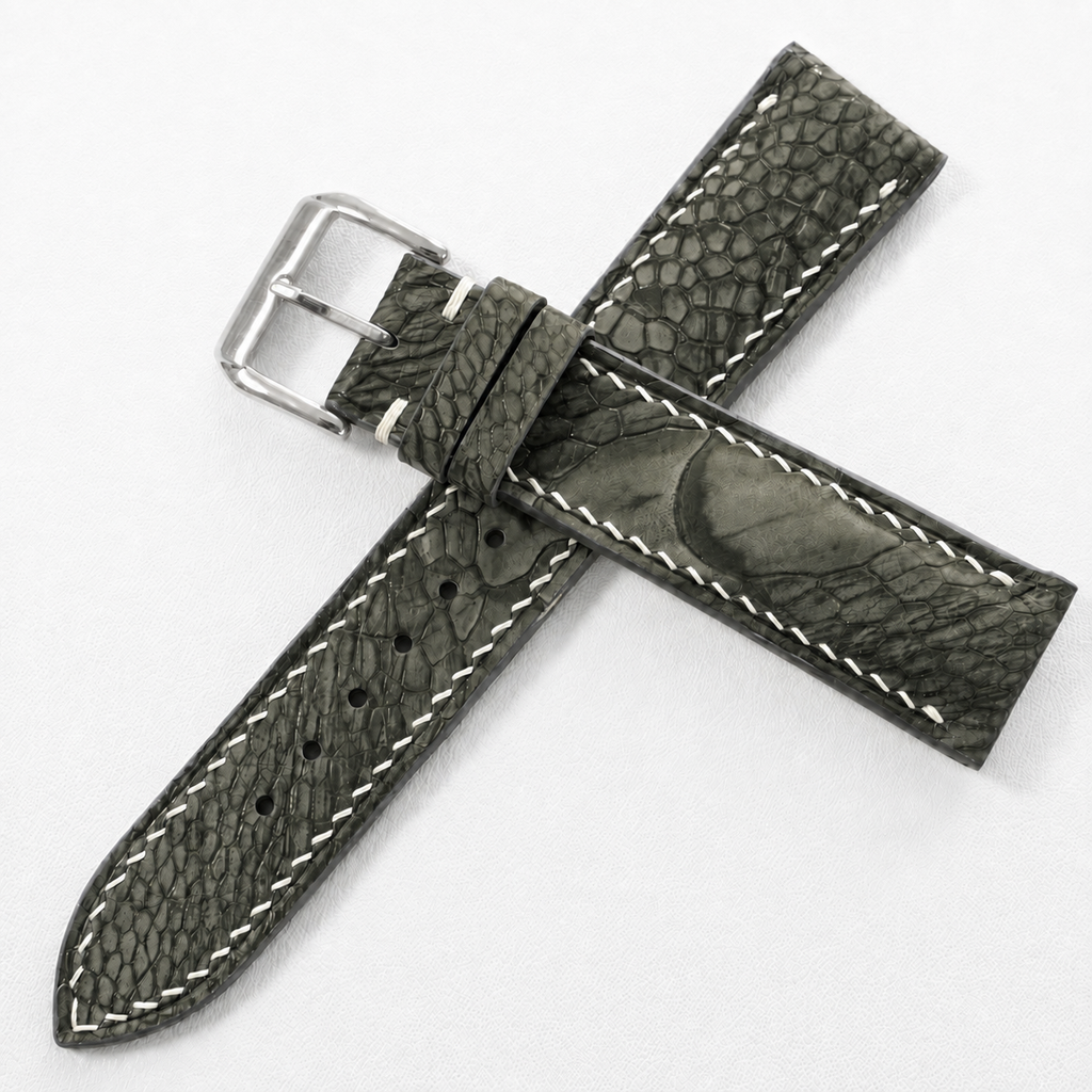 Olive Ostrich Leg Leather Watch Strap