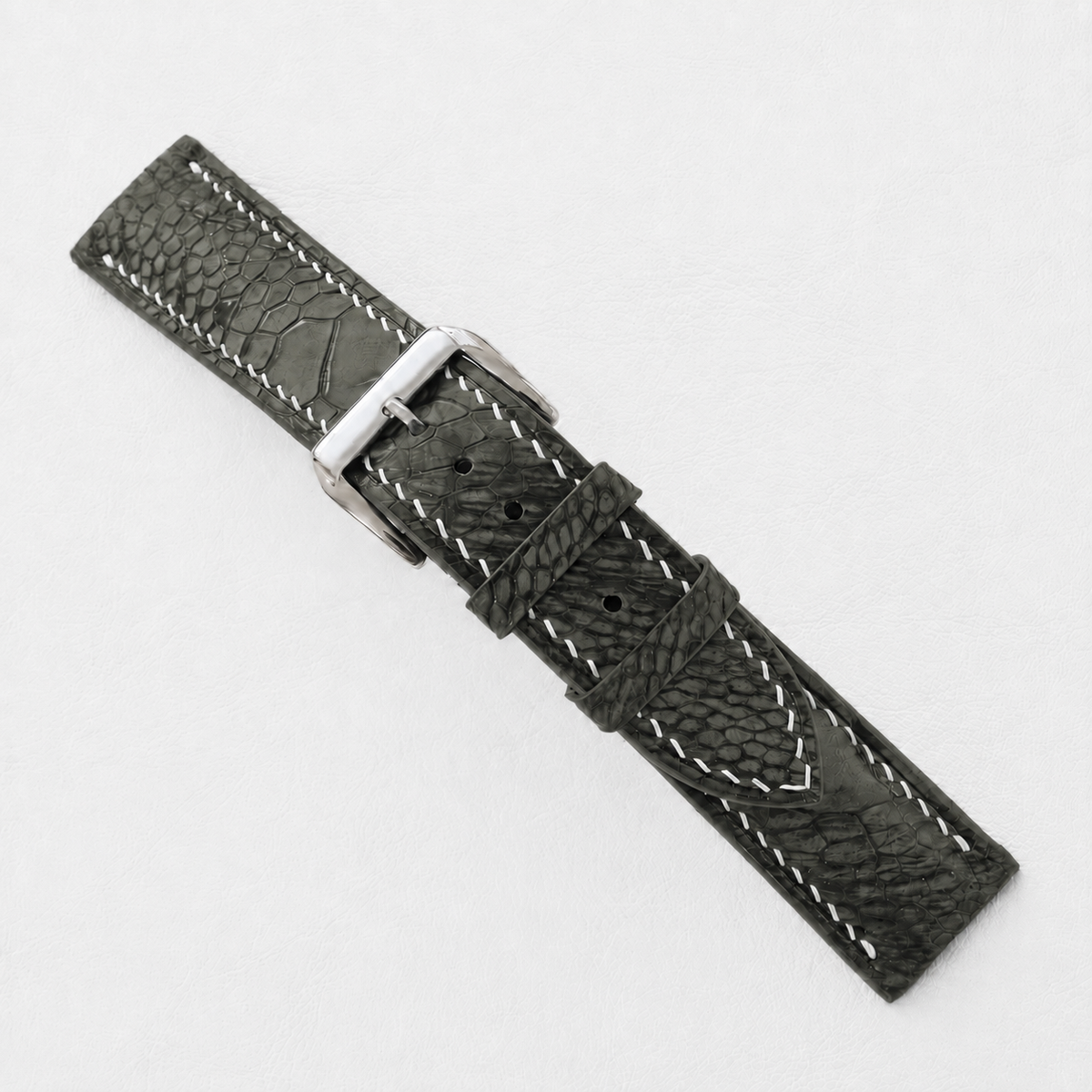 Olive Ostrich Leg Leather Watch Strap