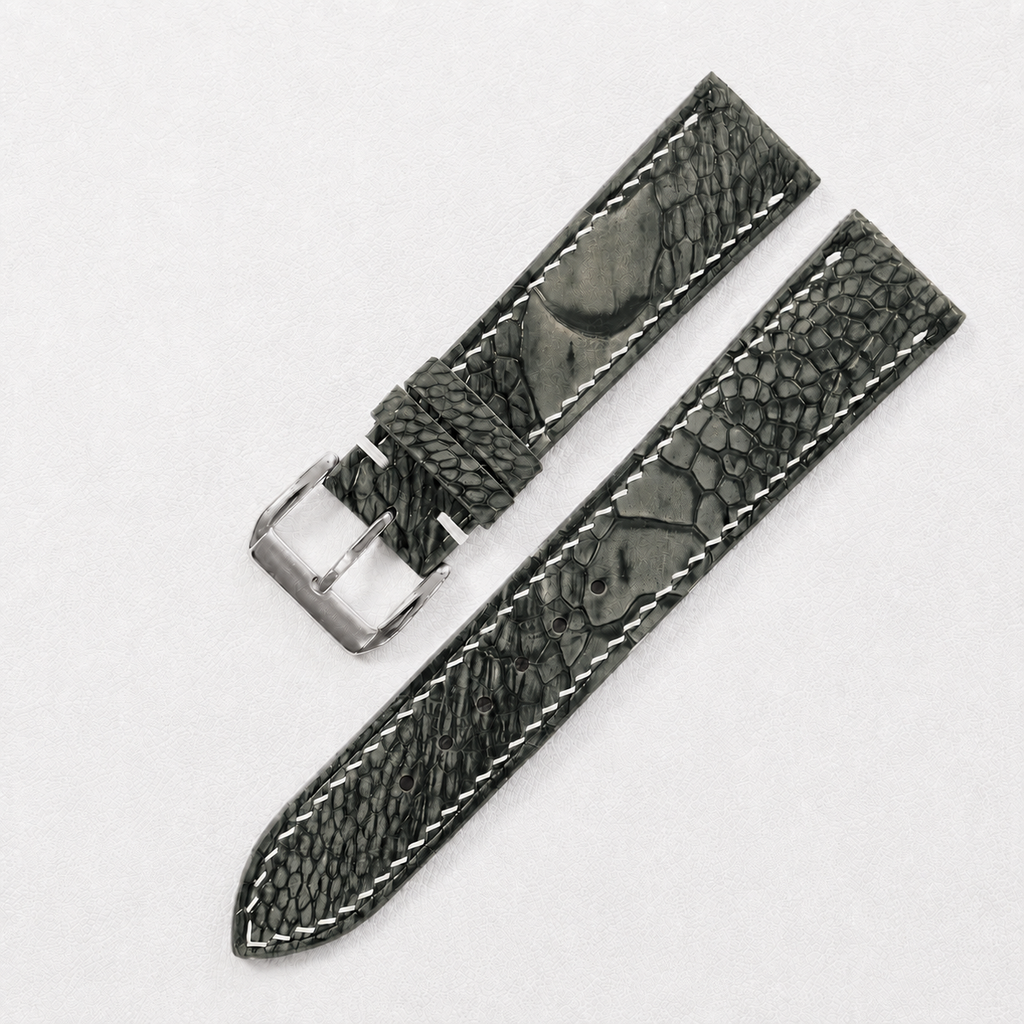 Olive Ostrich Leg Leather Watch Strap