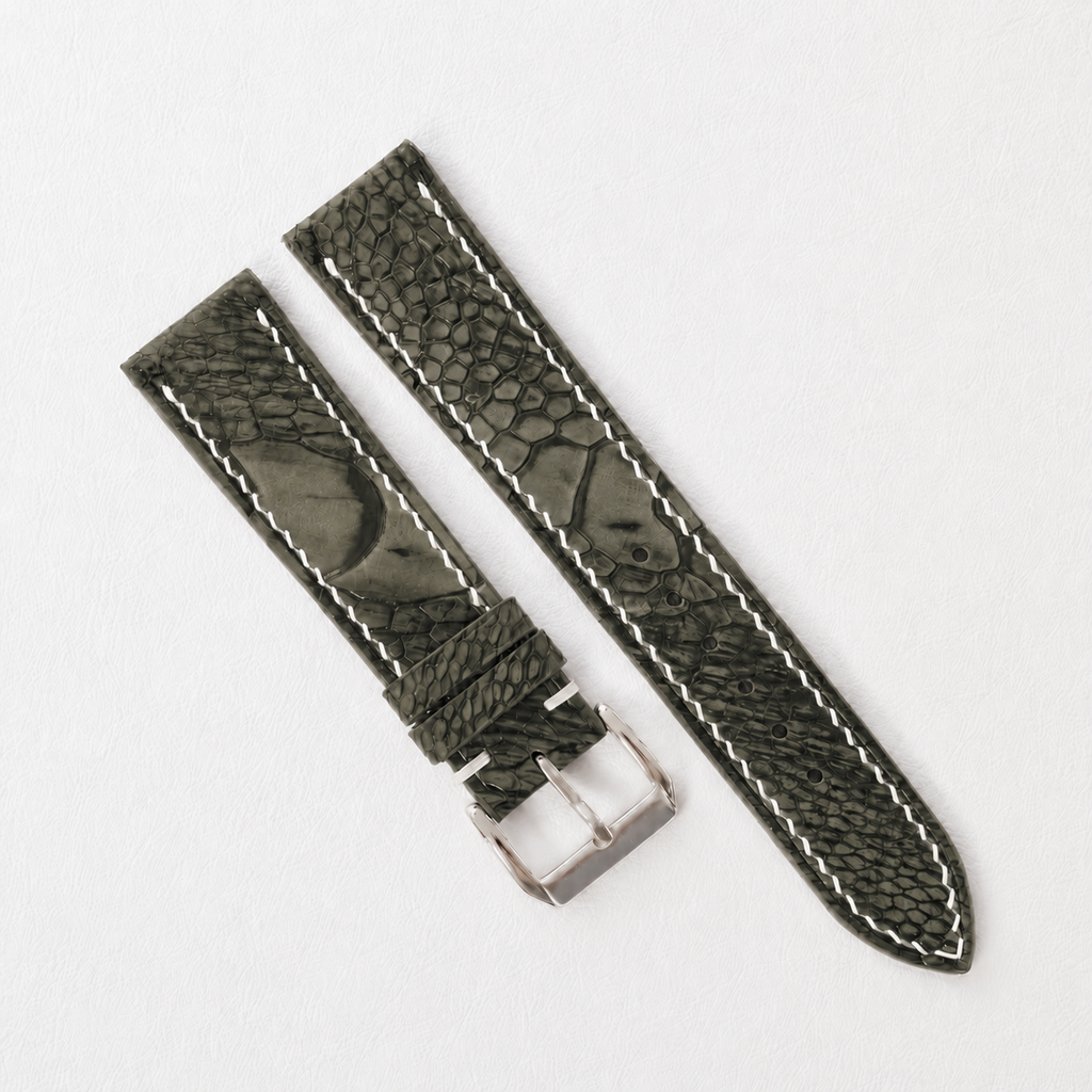 Olive Ostrich Leg Leather Watch Strap