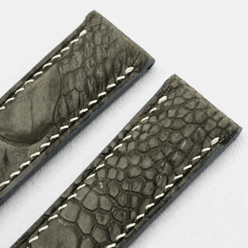 Olive Ostrich Leg Leather Watch Strap