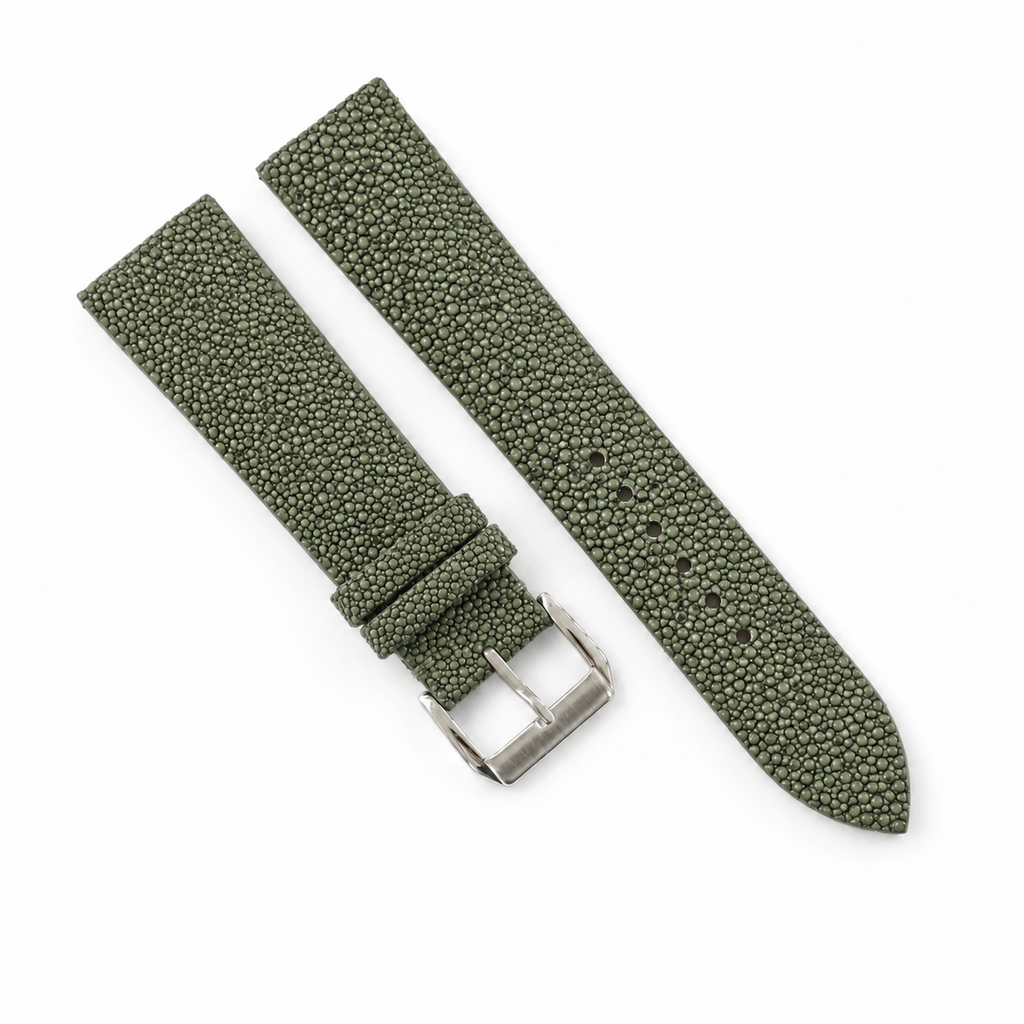 Olive Stingray Leather Watch Strap