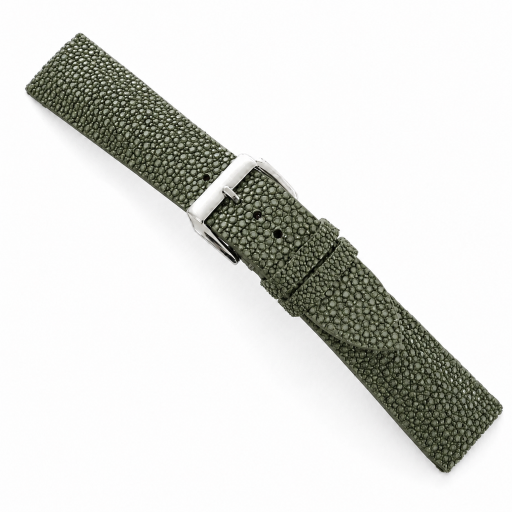 Olive Stingray Leather Watch Strap