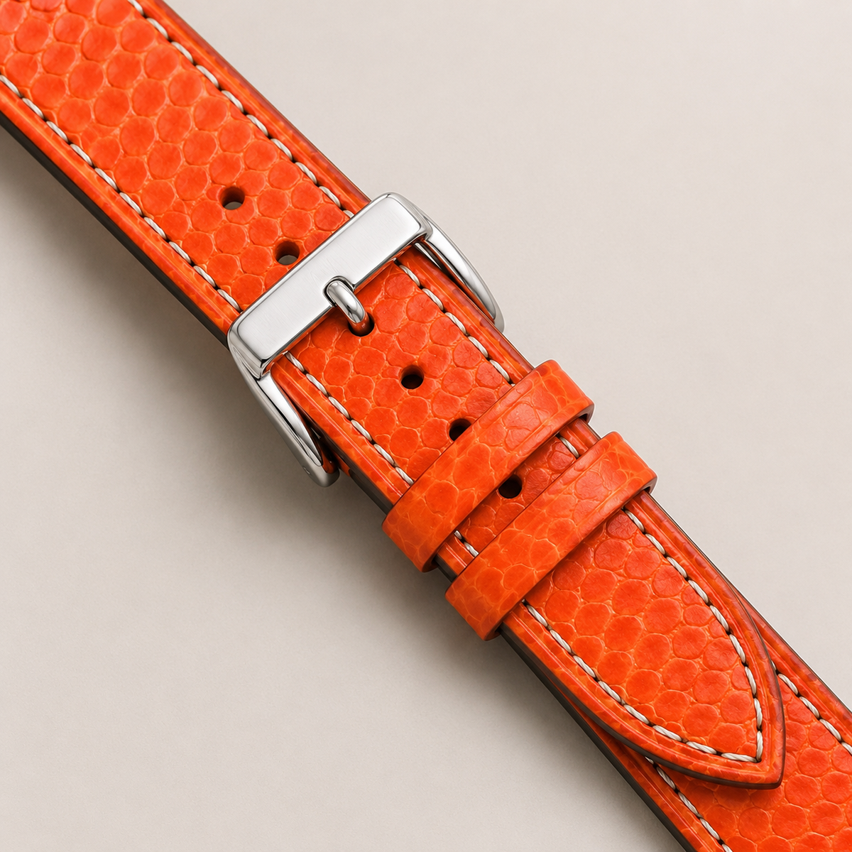 Orange Sea Snake Leather Watch Strap