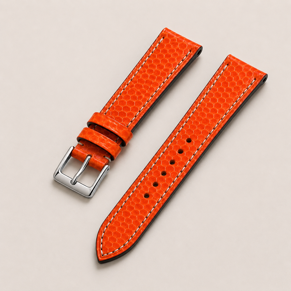 Orange Sea Snake Leather Watch Strap