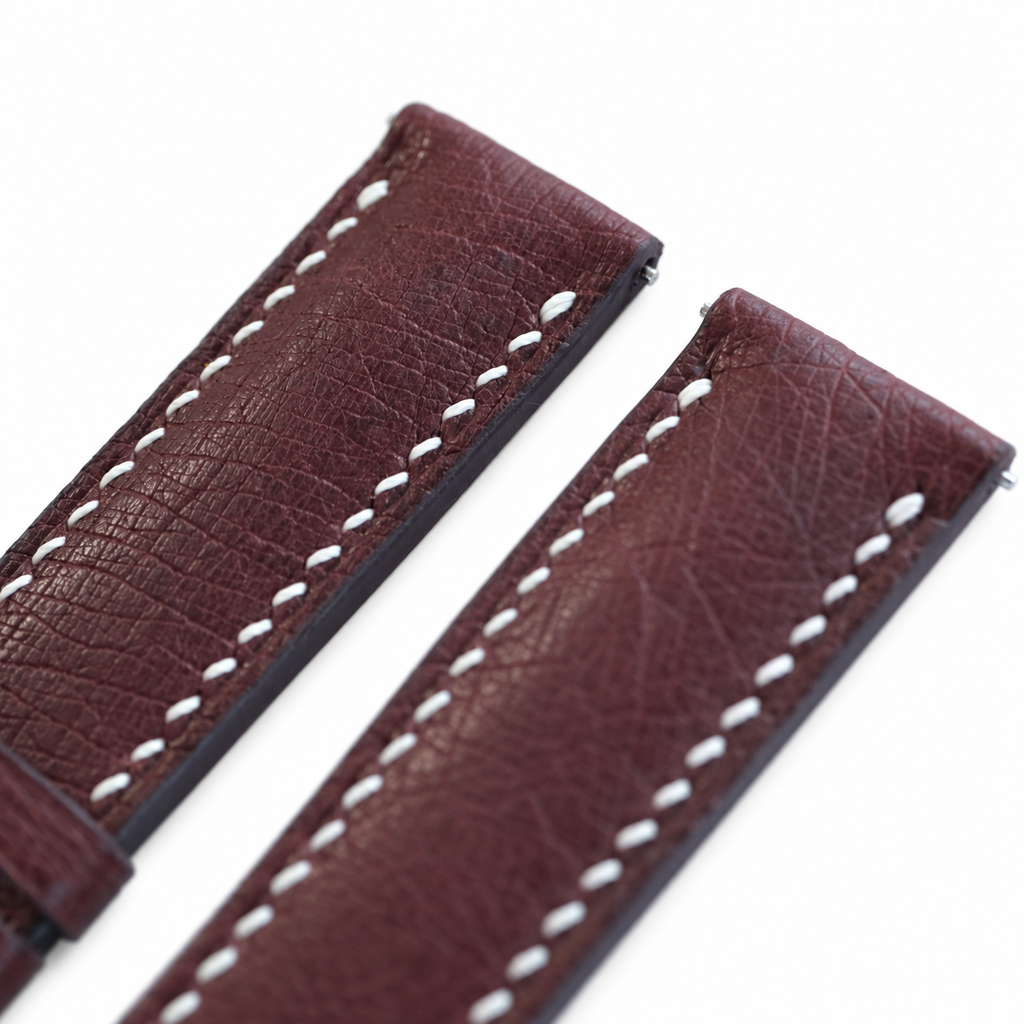 Oxblood Smooth Ostrich Leather Watch Strap