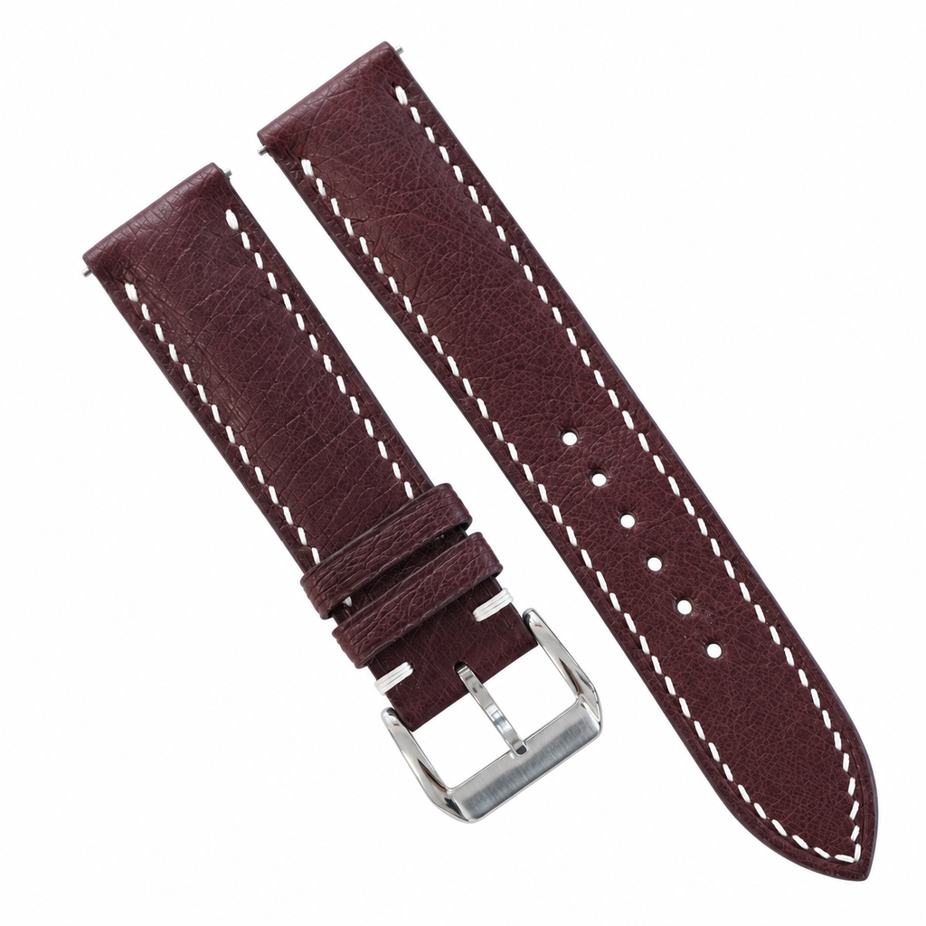 Oxblood Smooth Ostrich Leather Watch Strap