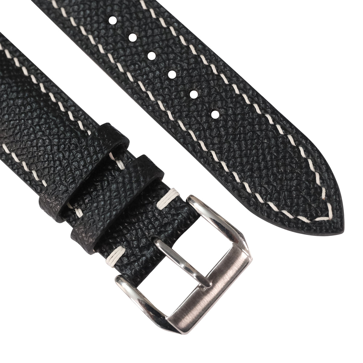 Padded Black Epsom Leather Watch Strap