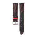 Padded Black Red Racing Holes Rally Epsom Leather Watch Strap