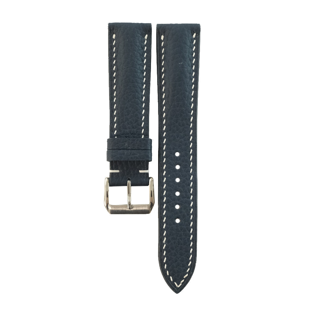 Padded Black Togo Leather Watch Strap