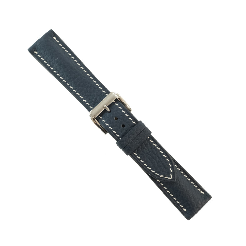 Padded Black Togo Leather Watch Strap