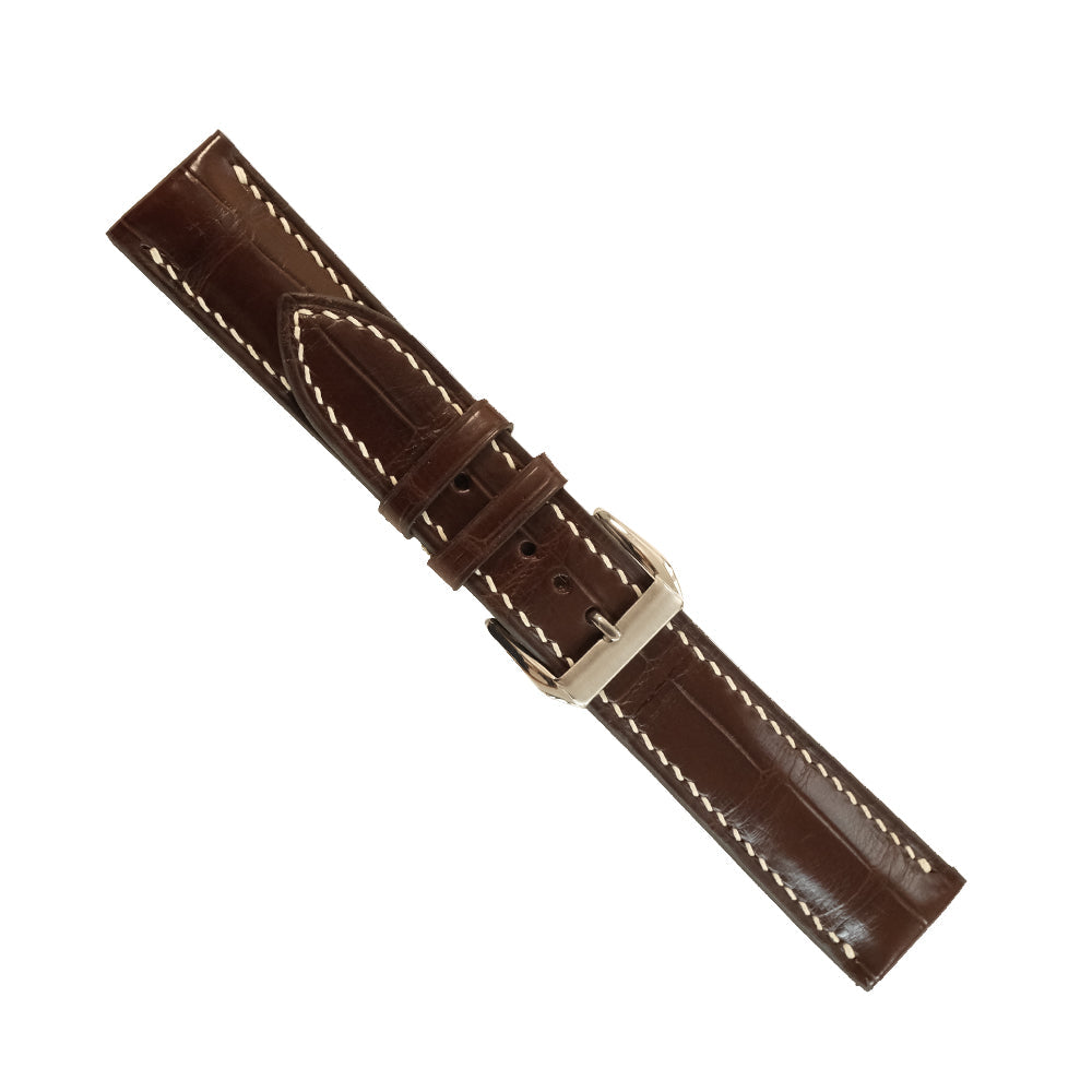 Padded Brown Alligator Leather Watch Strap