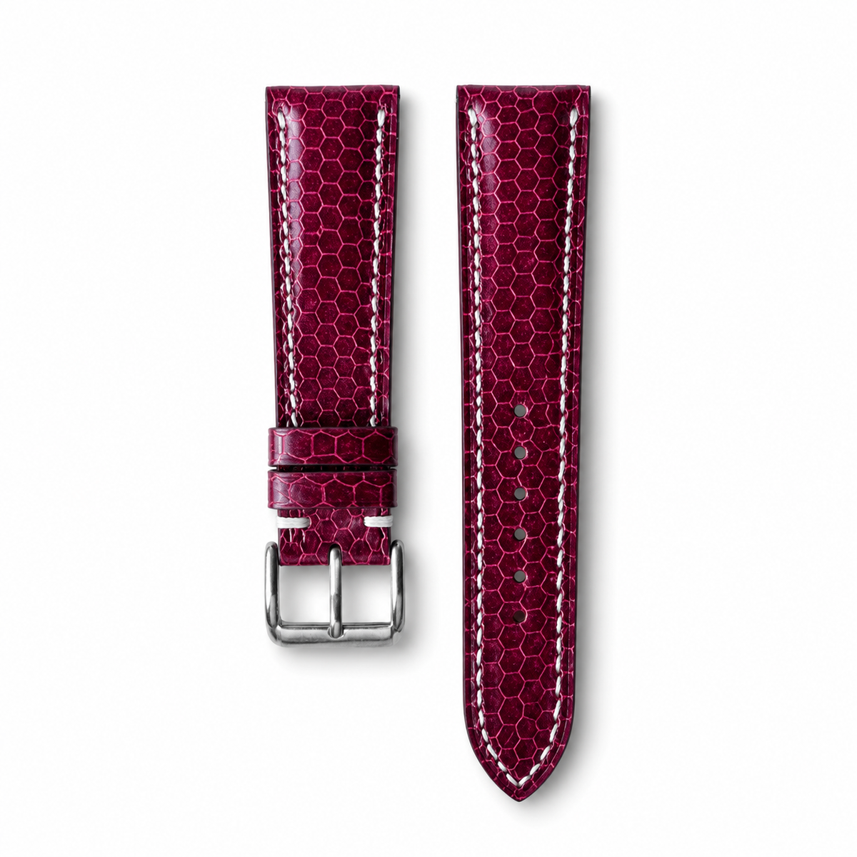 Padded Burgundy Oxblood Sea Snake Leather Watch Strap