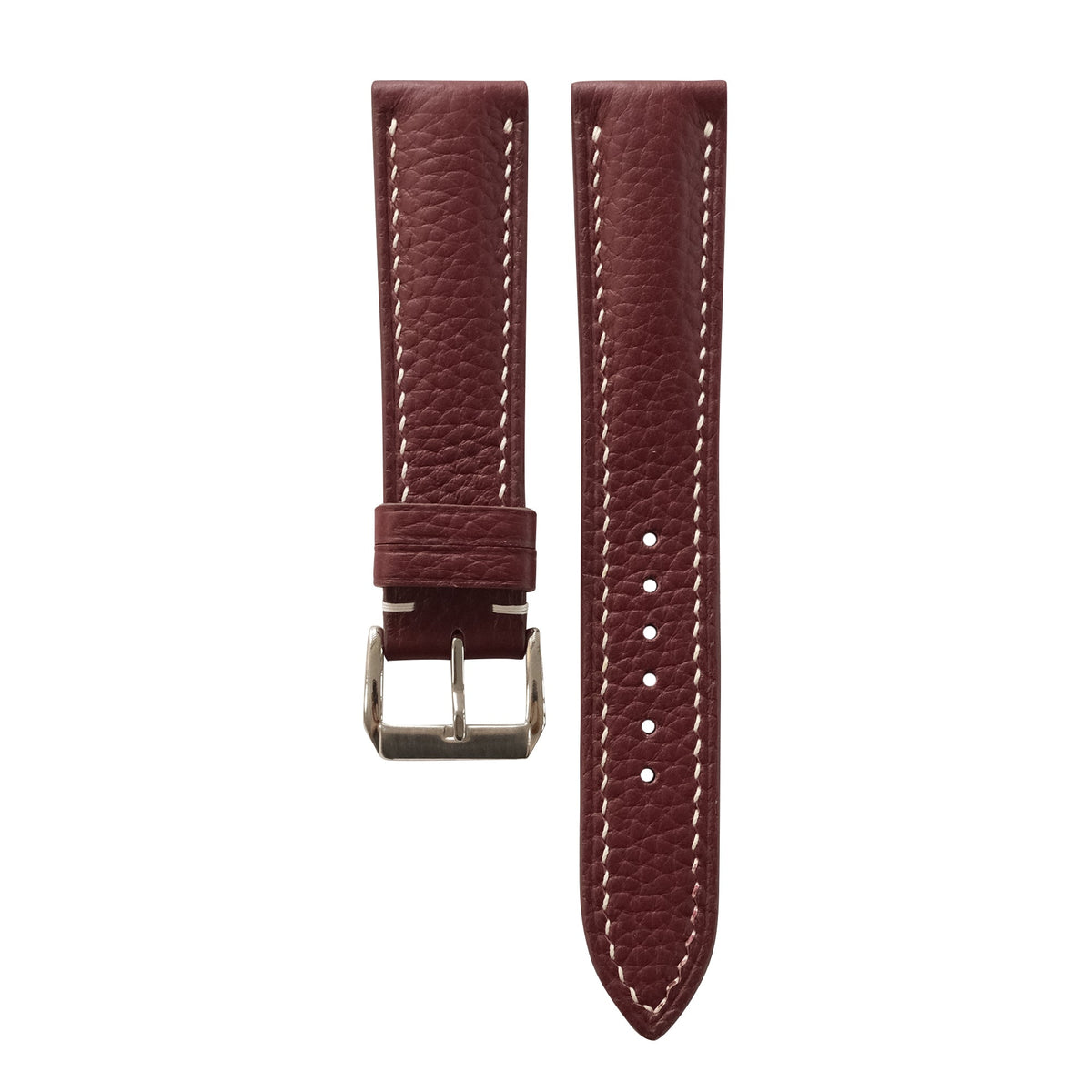 Padded Burgundy Togo Leather Watch Strap