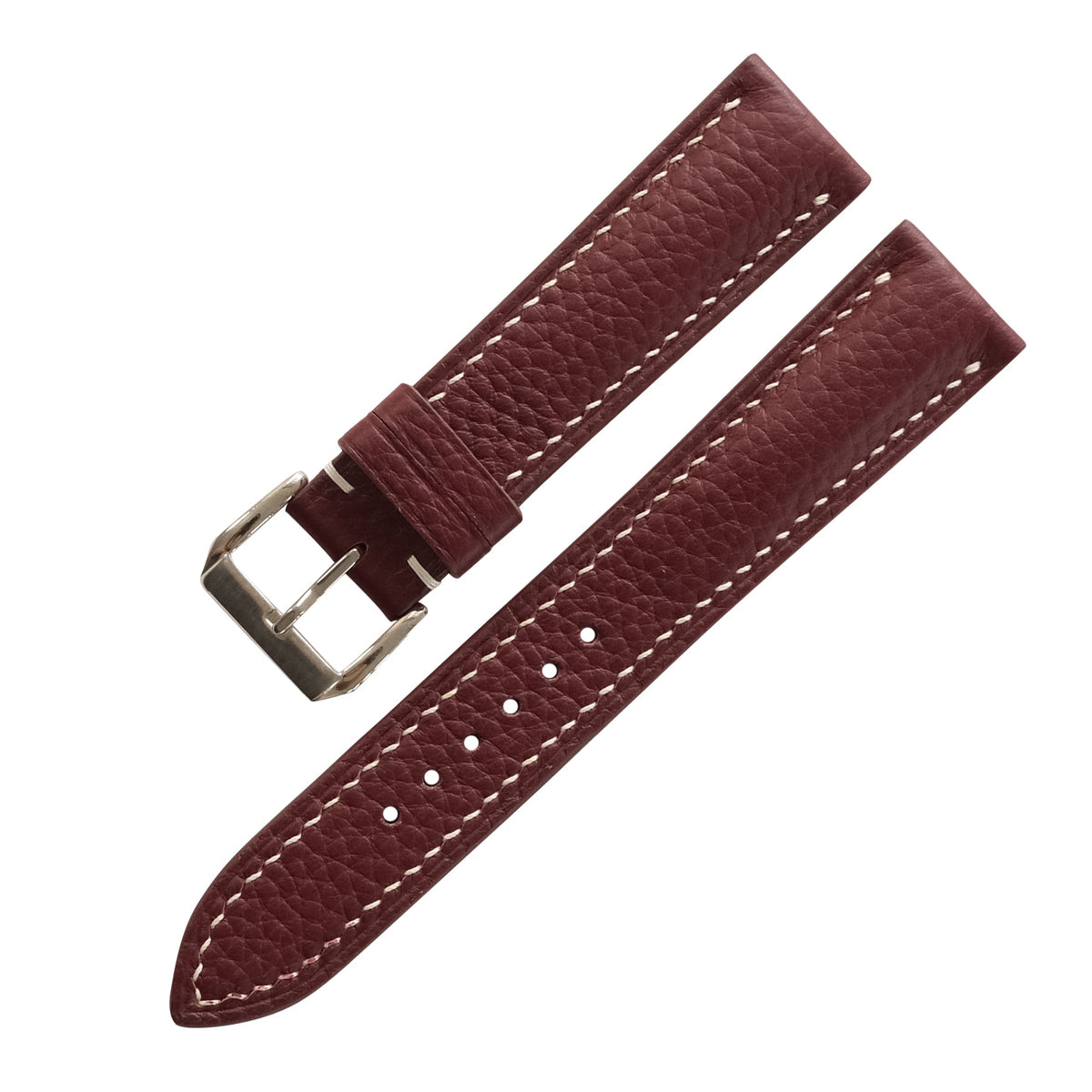 Padded Burgundy Togo Leather Watch Strap