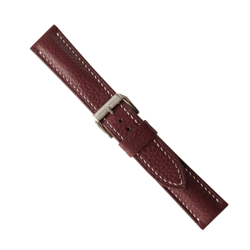 Padded Burgundy Togo Leather Watch Strap