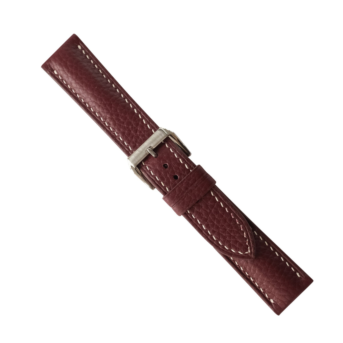 Padded Burgundy Togo Leather Watch Strap