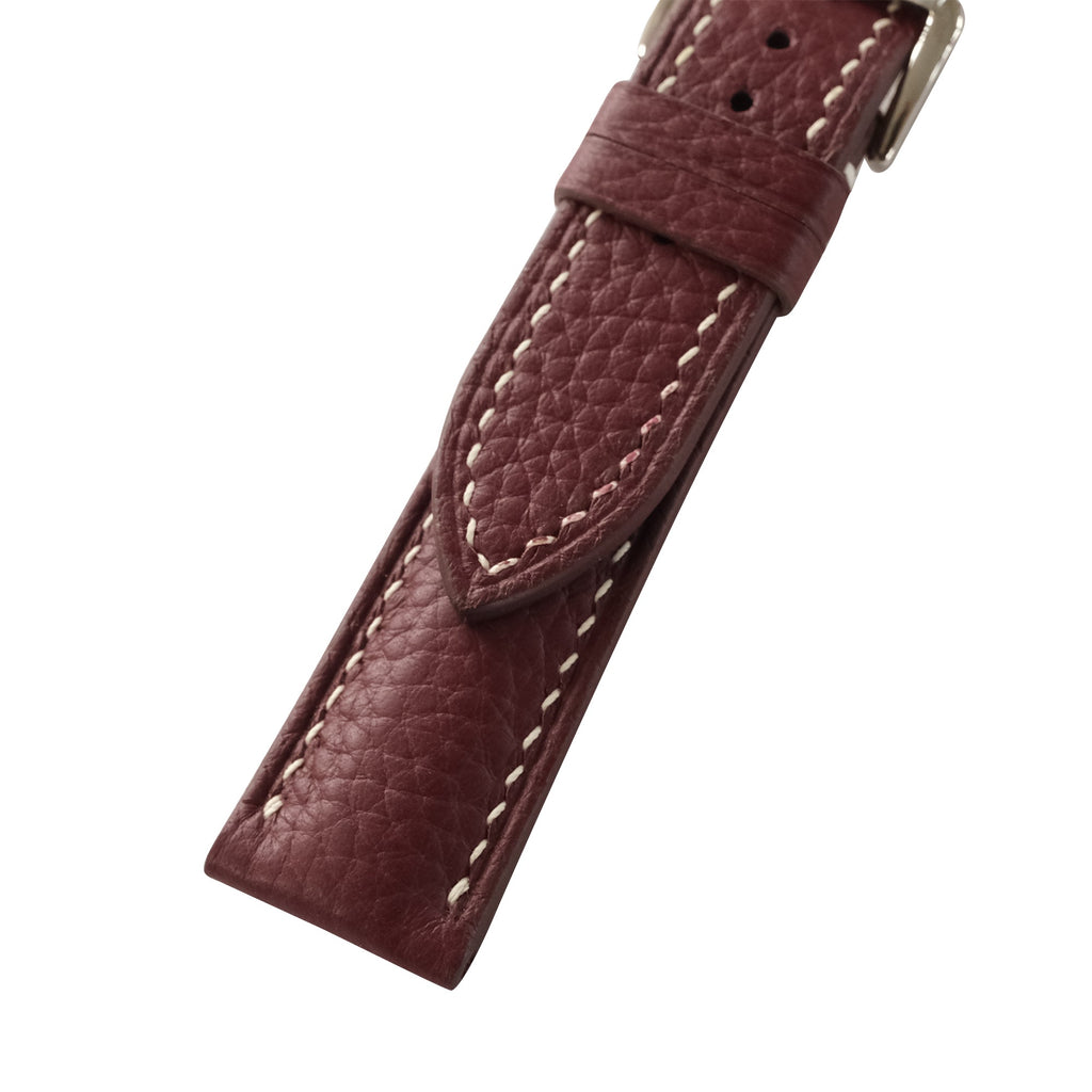 Padded Burgundy Togo Leather Watch Strap