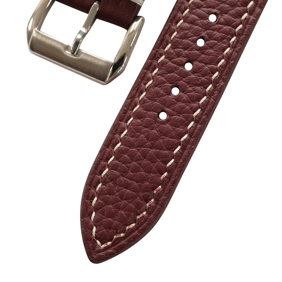 Padded Burgundy Togo Leather Watch Strap