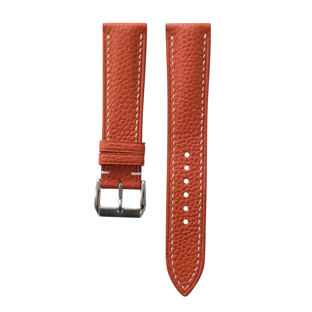 Padded Burnt Orange Togo Leather Watch Strap