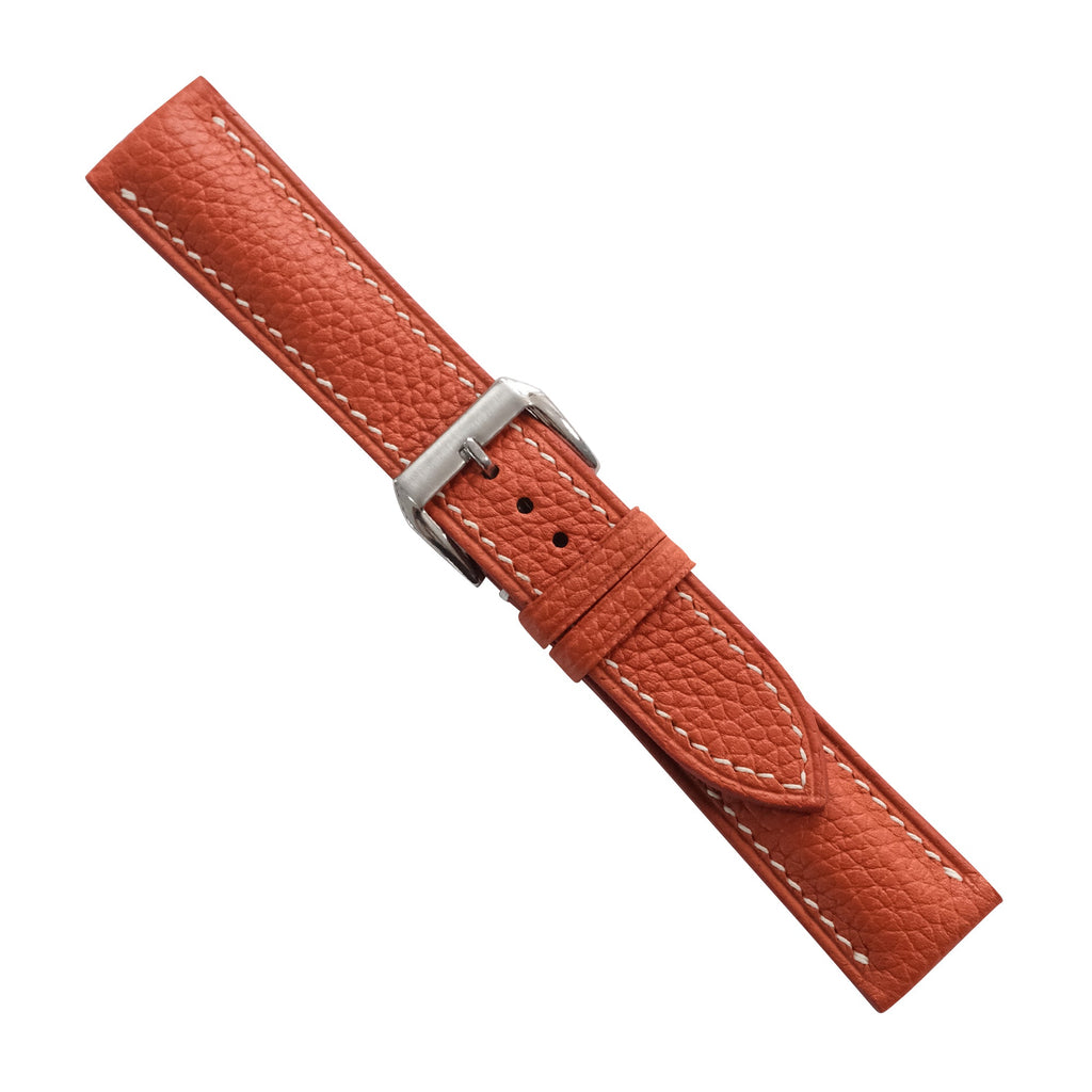 Padded Burnt Orange Togo Leather Watch Strap