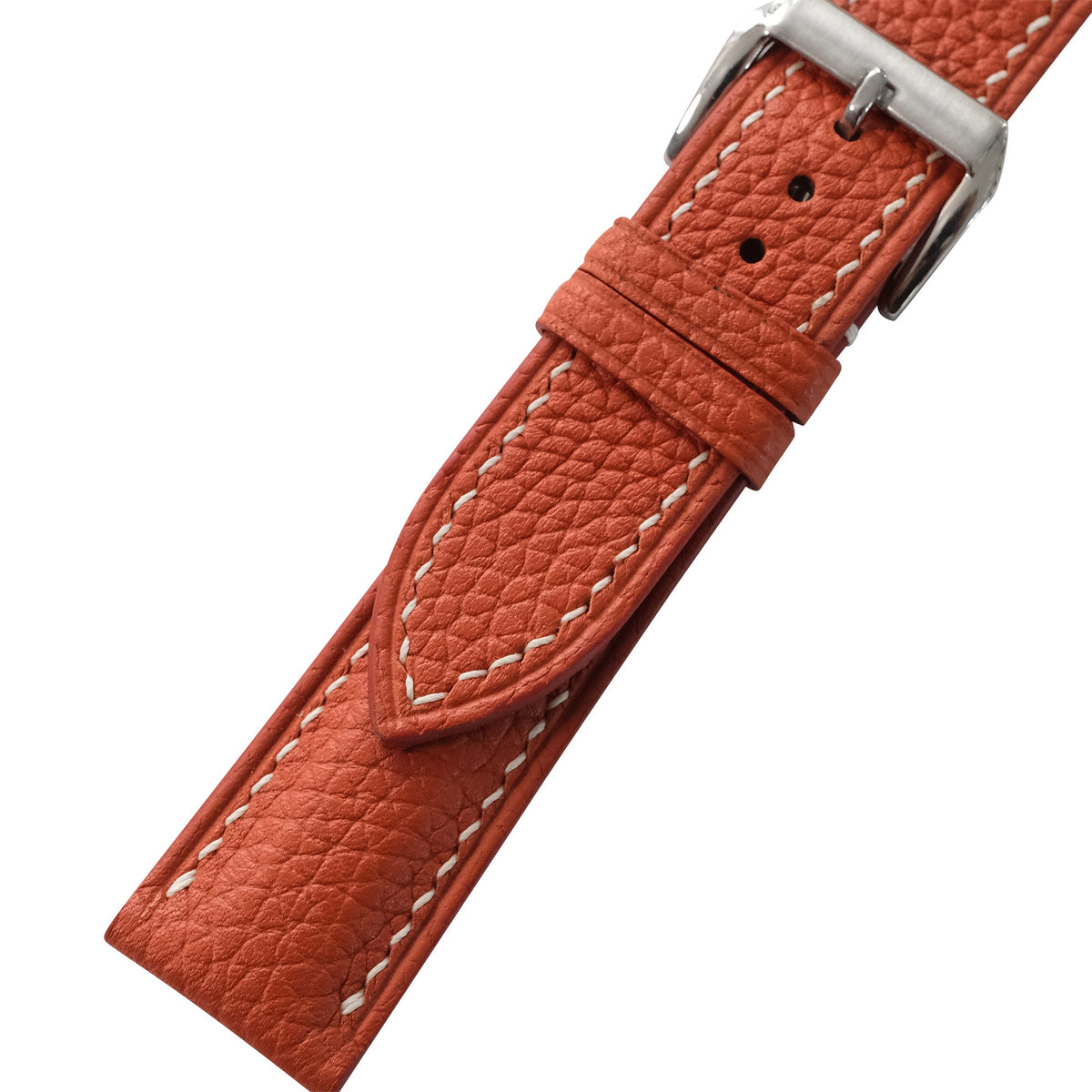 Padded Burnt Orange Togo Leather Watch Strap