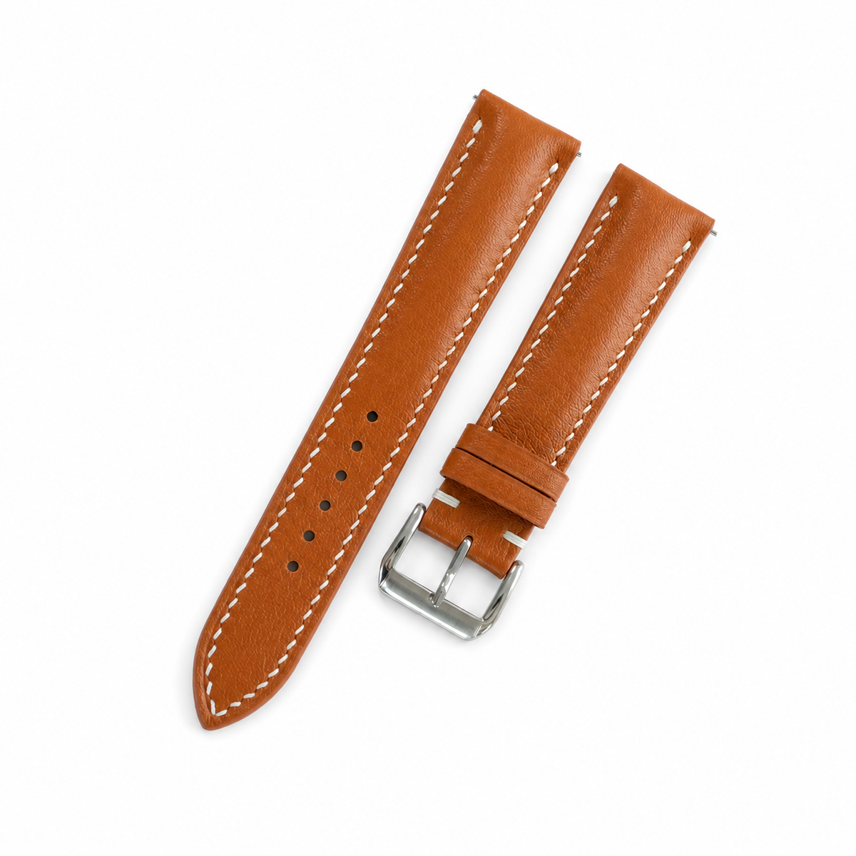 Padded Cognac Brown Swift Leather Watch Strap