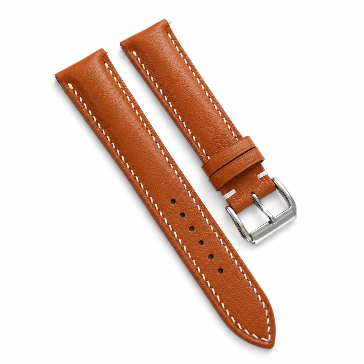 Padded Cognac Brown Swift Leather Watch Strap