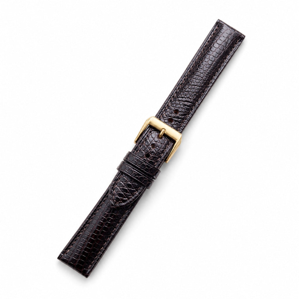 Padded Dark Brown Lizard Leather Watch Strap