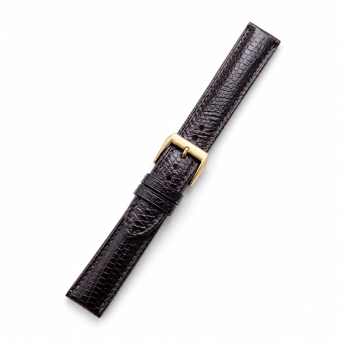 Padded Dark Brown Lizard Leather Watch Strap