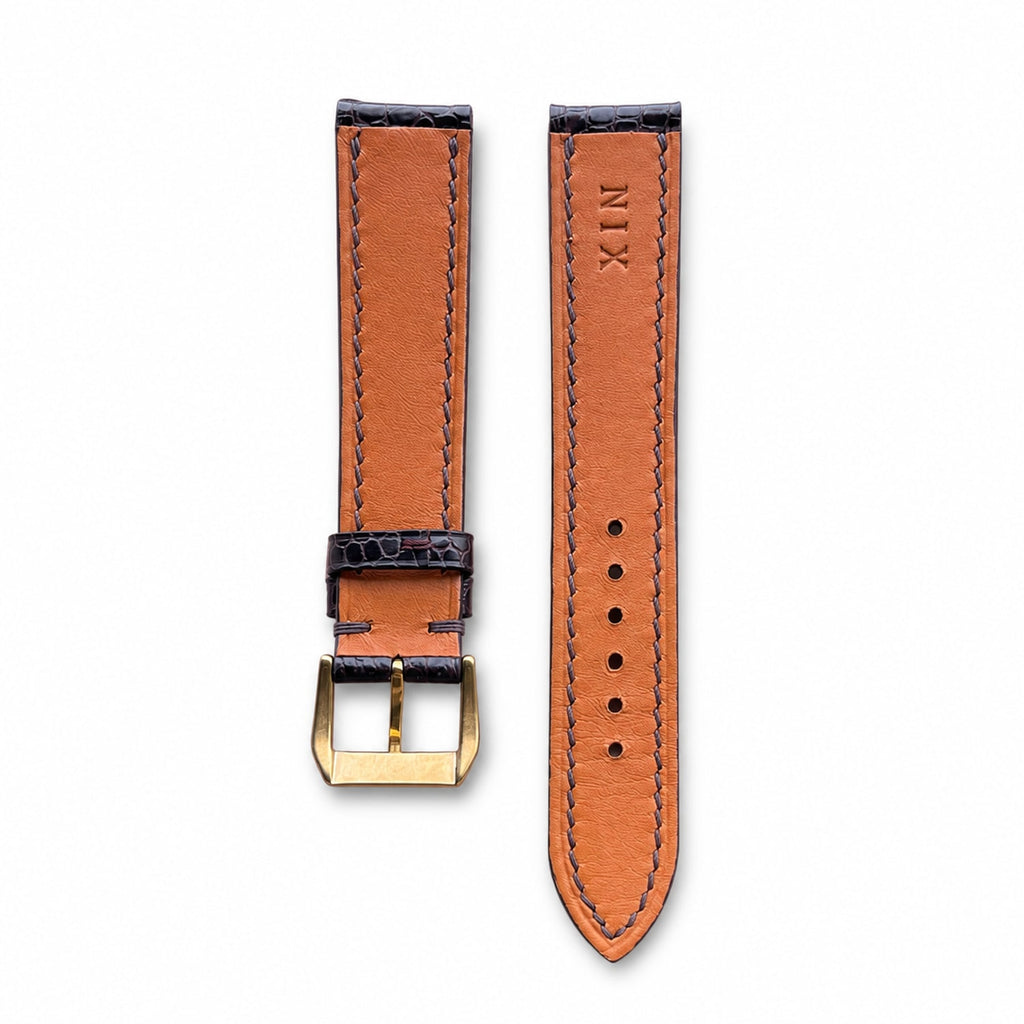 Padded Dark Brown Lizard Leather Watch Strap