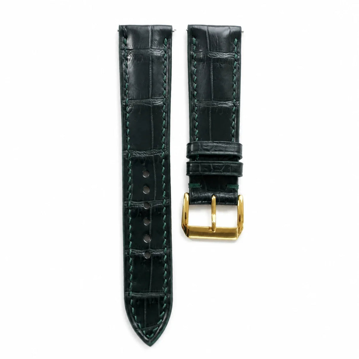 Padded Dark Green Alligator Leather Watch Strap