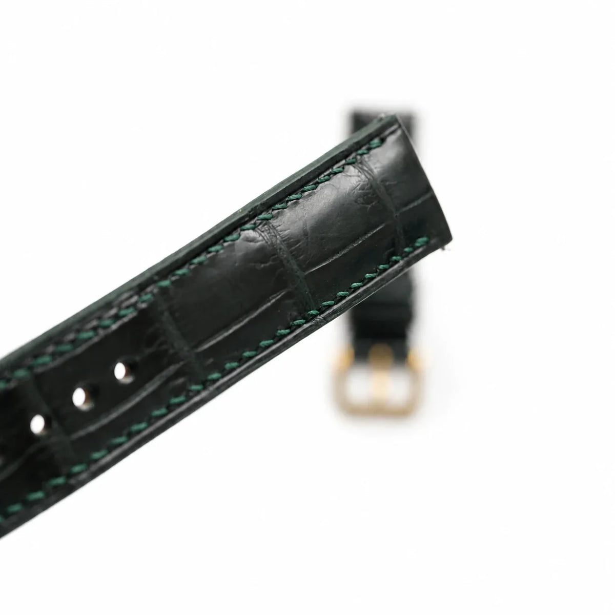 Padded Dark Green Alligator Leather Watch Strap
