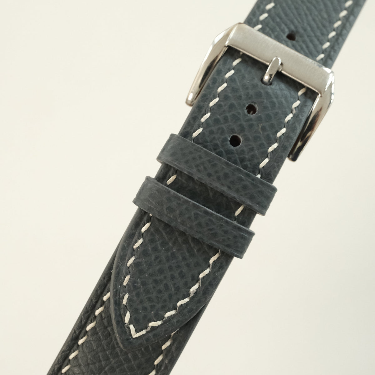 Padded Dark Gray Epsom Leather Watch Strap