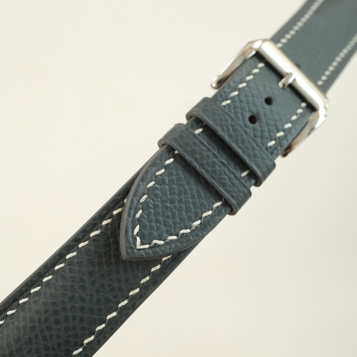Padded Dark Gray Epsom Leather Watch Strap
