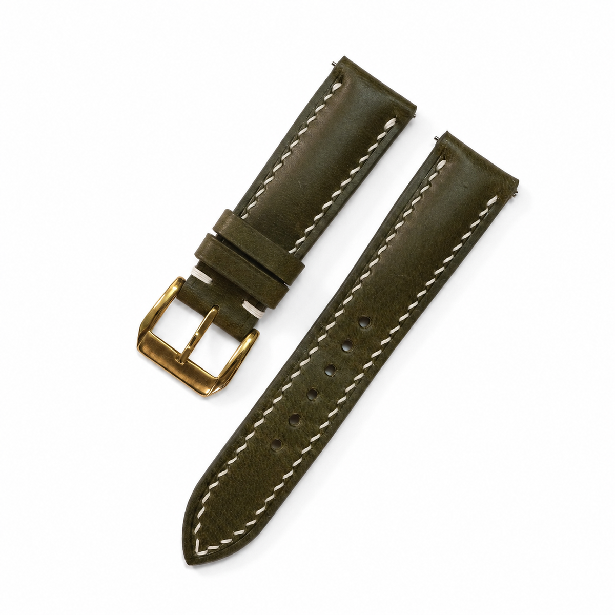 Padded Deep Olive Green Swift Leather Watch Strap