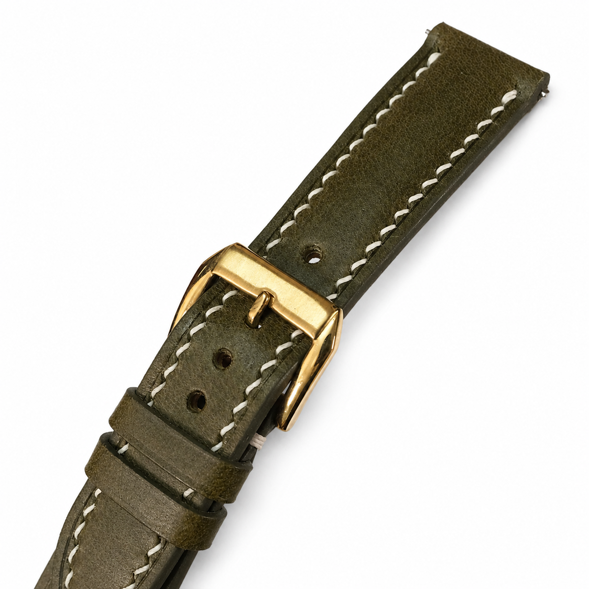 Padded Deep Olive Green Swift Leather Watch Strap