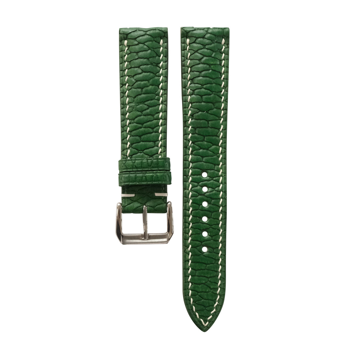 Patina Padded Green Beaver Tail Leather Watch Strap