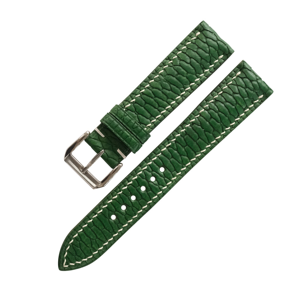 Patina Padded Green Beaver Tail Leather Watch Strap