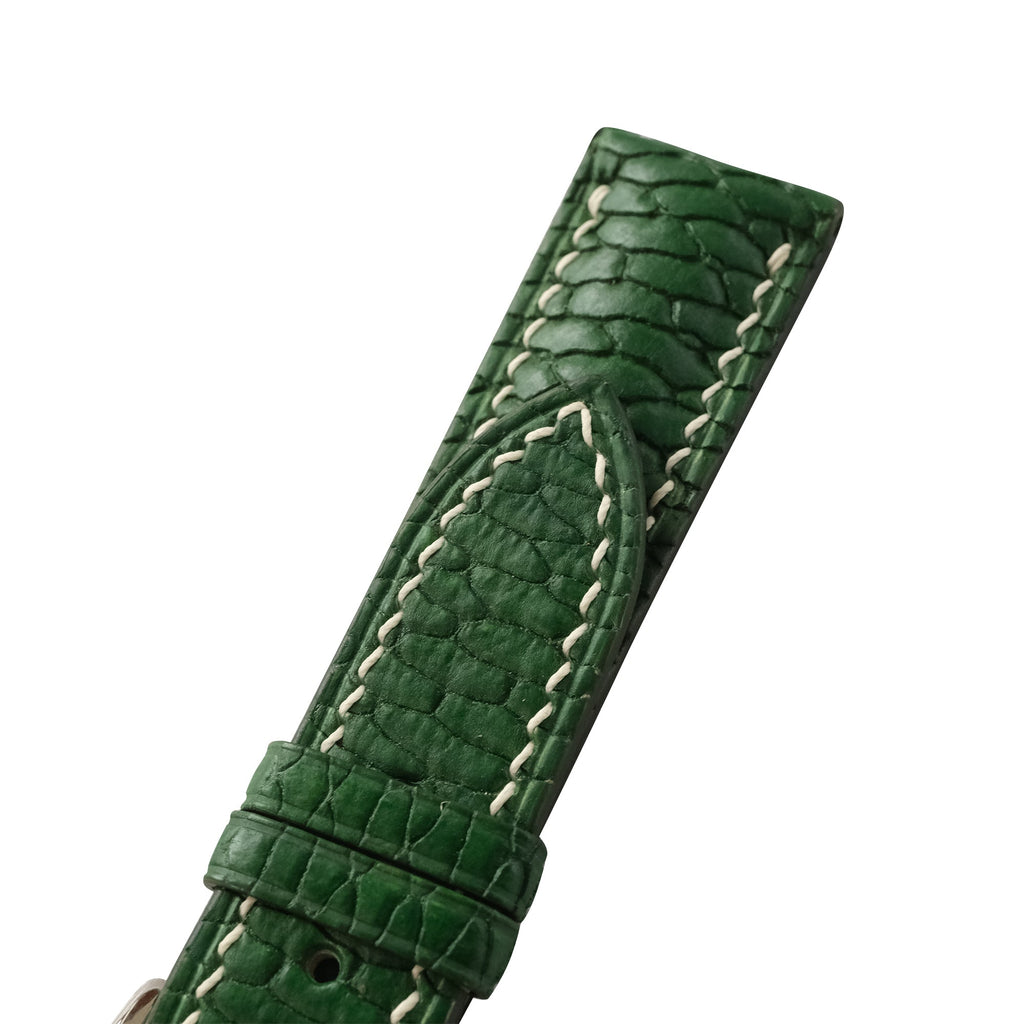 Patina Padded Green Beaver Tail Leather Watch Strap