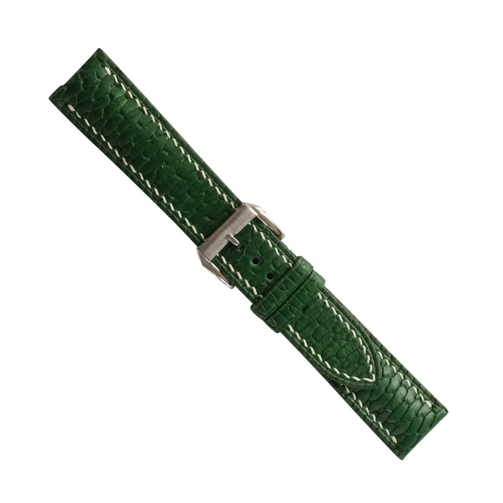 Patina Padded Green Beaver Tail Leather Watch Strap