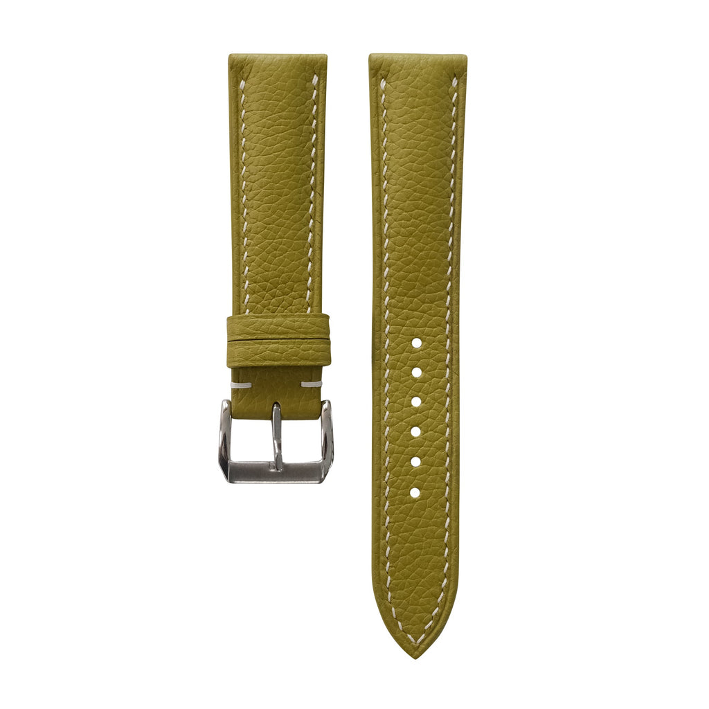 Padded Olive Green Togo Leather Watch Strap