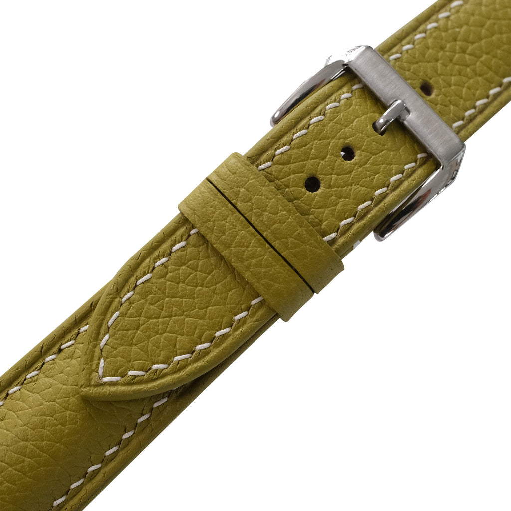 Padded Olive Green Togo Leather Watch Strap