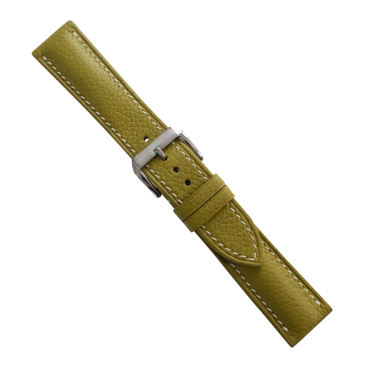 Padded Olive Green Togo Leather Watch Strap