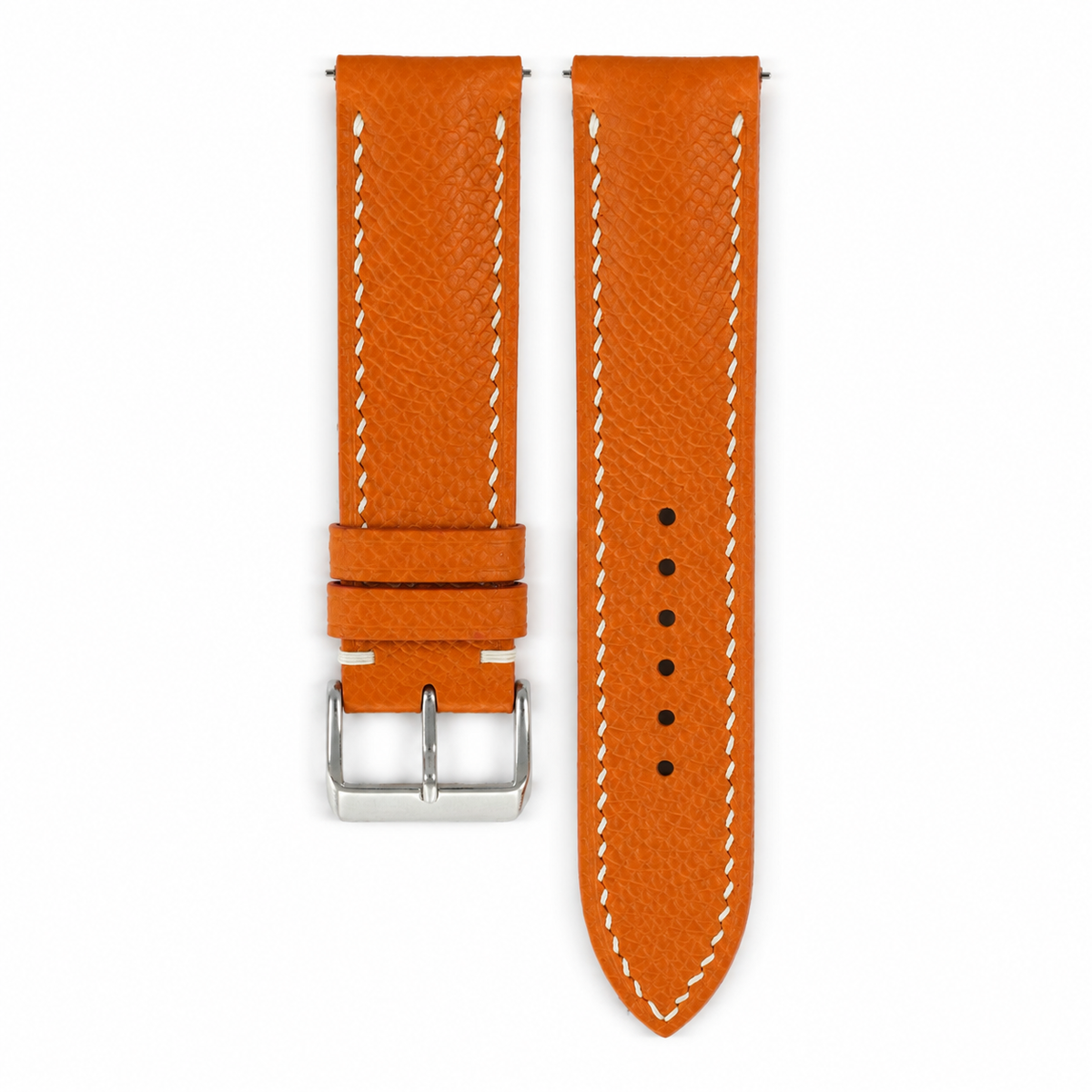 Padded Orange Epsom Leather Watch Strap