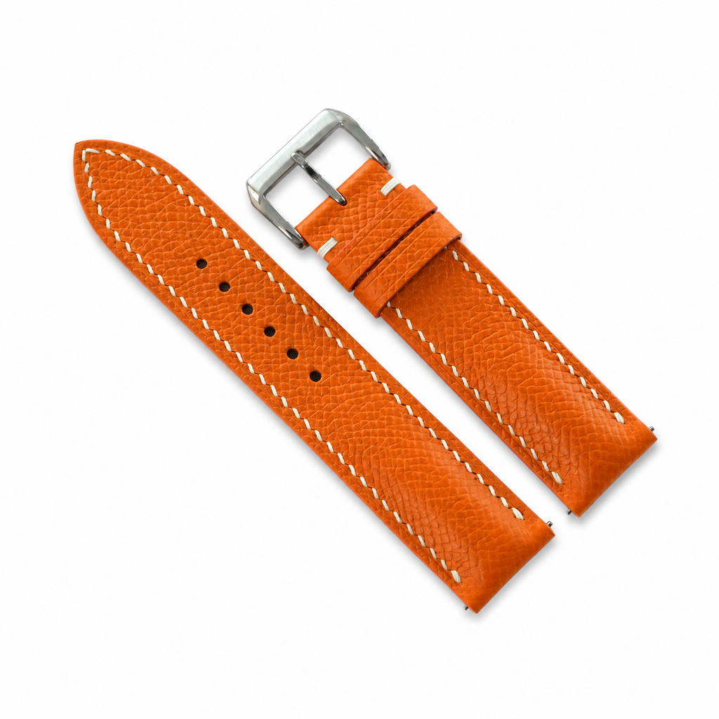 Padded Orange Epsom Leather Watch Strap
