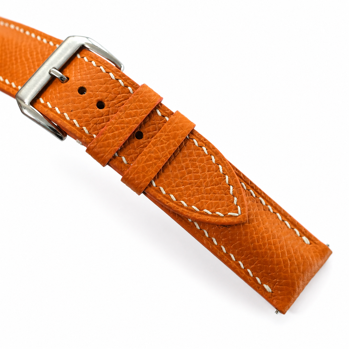 Padded Orange Epsom Leather Watch Strap