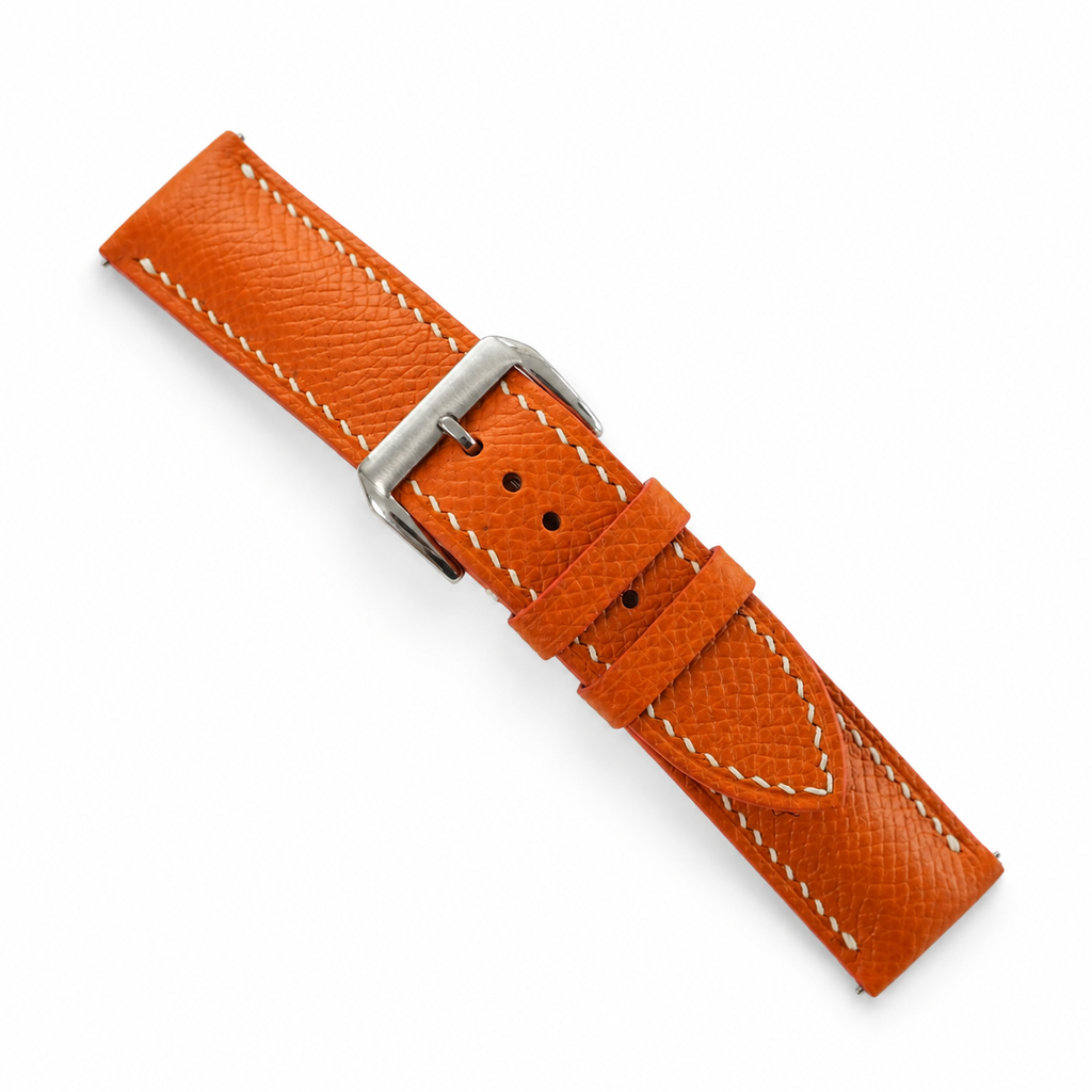 Padded Orange Epsom Leather Watch Strap