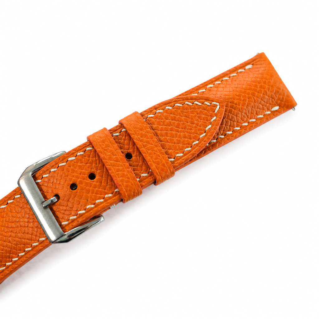Padded Orange Epsom Leather Watch Strap