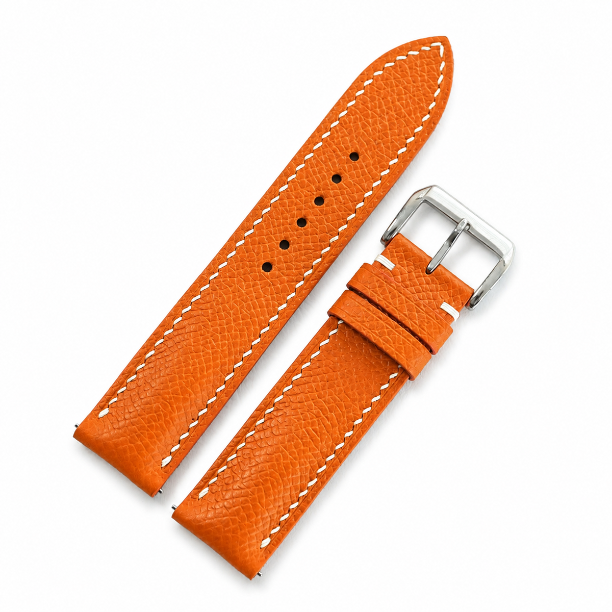 Padded Orange Epsom Leather Watch Strap